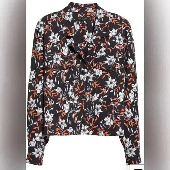 Rag & Bone Jessie Floral Print Linen Shirt Jacket NEW - Picture 3 of 8